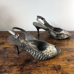 Elisa Women's Snakeskin Print Slingback Heeled Shoes Size 7.5